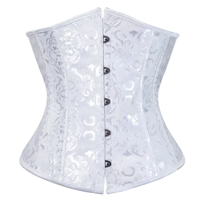 Underbust Corset Sexy Women's Underwear Waist Slimming Body Shaper for Women Steampunk Lace-up Corset 9427-white