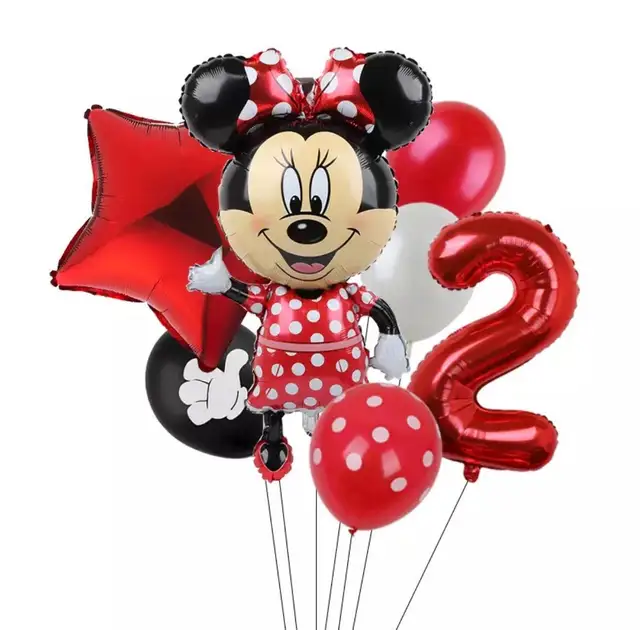 180*108 cm 1pc Minnie Mouse Theme Table Cloth for Kids Happy Birthday Party Decoration Table Cover Event Party Supplies 7pcs Number 2
