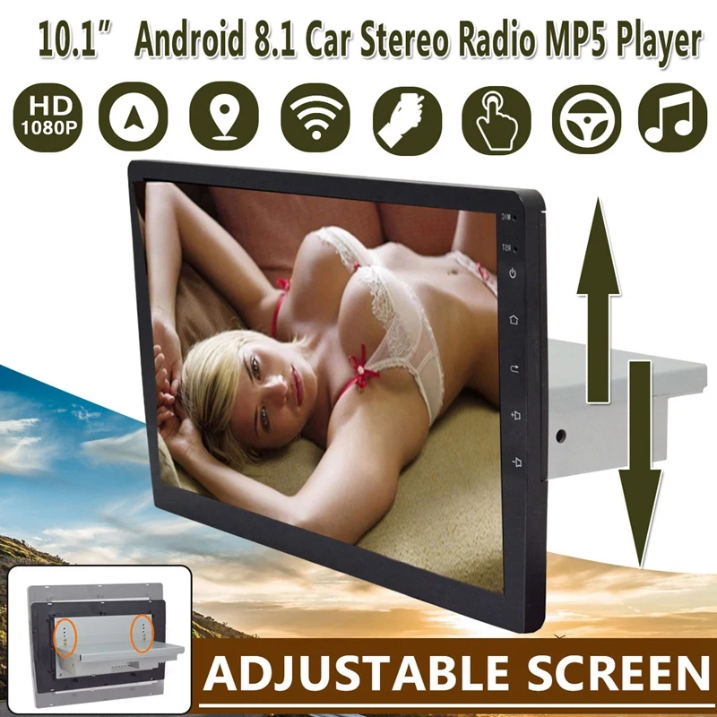 

10.1 inch Android 8.1 1Din Car 4-Core Stereo Radio GPS Navigation WIFI Bluetooth Audio Universal Multimedia Player