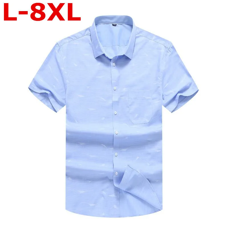 plus size 8XL 7XL Men Shirts Brand Turn-down Collar Loose Fit Chemise Homme Casual Summer Business Shirt Mens Short Sleeve | Мужская