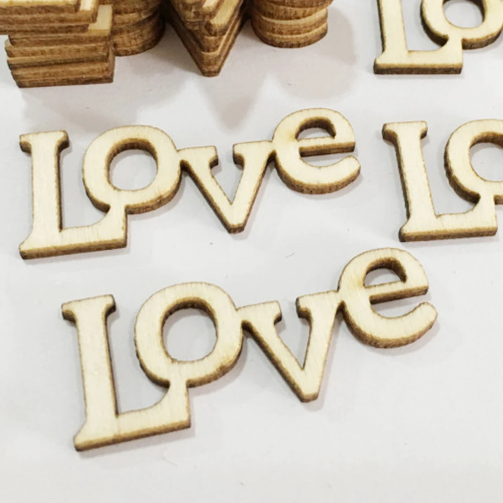 4.4x1.8CM Вечерние поделки DIY маленькие 50 шт. подарочные украшения любовные буквы ручной работы аксессуары для дома украшения для скрапбукинга деревянные буквы - Цвет: 4.4x1.8CM