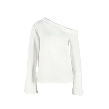 

Fashion Blouse Autumn Clothing Women Lady Slash Neck Casual Loose Long Sleeve Knitted Sweater Shirt