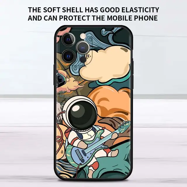 Star Astronaut Cute Case For Apple iPhone 11 13 12 Pro 7 XR X XS Max 8 6 6S Plus 5 5S SE 2020 13Pro Black Phone Cover Capa B03