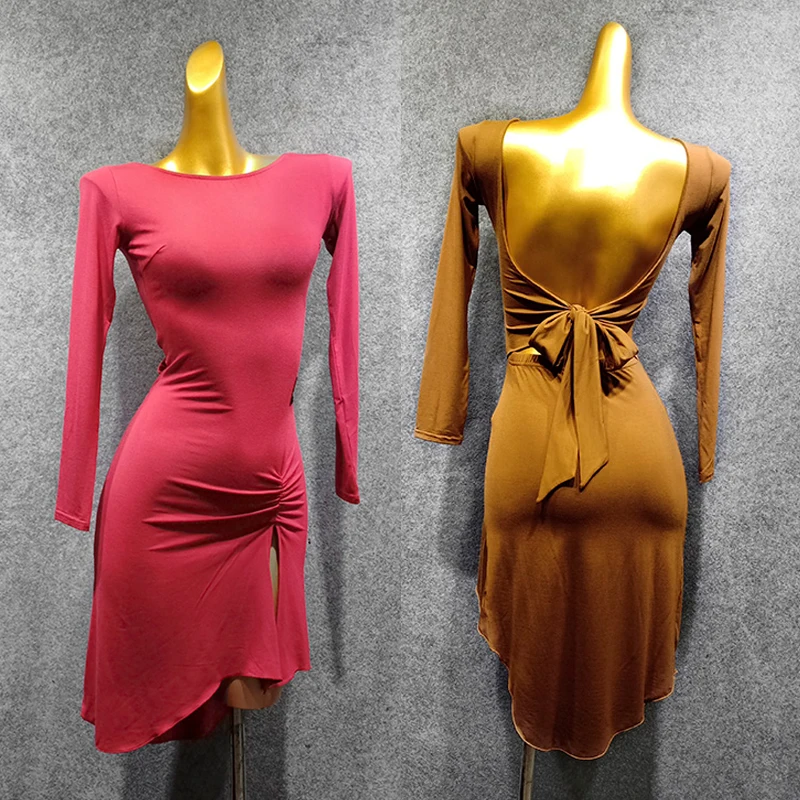 Latin Dance Dress Women Open Back Modal Competition Dresses Samba Dancing Costumes Clothes Adults Performance Wear Female