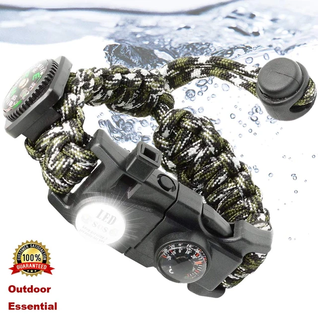 Outdoor Paracord Survival Bracelet With Waterproof SOS LED Light