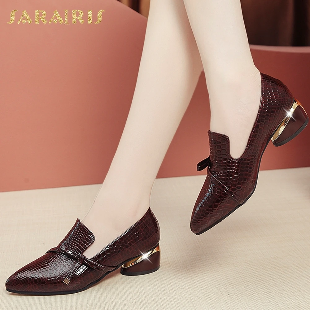 

Sarairis Fashion 2020 Spring/Autumn Pumps Woman Shoes Chunky Heels Slip On Bowtie Office Lady Pumps Women Shoes