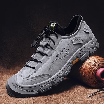 

Men sneakers fashion genuine leahter shoes outdoor breathable casual shoes men handmade lace-up retro footwear flats shoes men