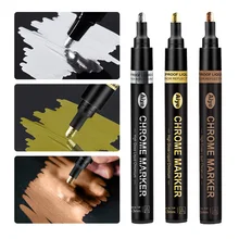 Rotulador de espejo cromado líquido metálico, tinta impermeable, pintura reflectante, bolígrafos de Metal, bricolaje, artesanía