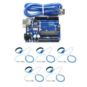 

5Pcs Anti Static Wrist Strap Blue, Adjustable Esd Wrist Band & 1Pcs for Uno R3 Atmega328P Atmega16U2 Development Board