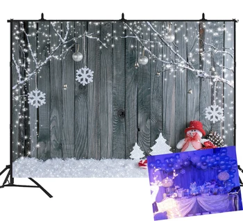 

BEIPOTO Christmas Backdrop Snow Floor Photo Backgrounds Wooden Wall Photography Backdrops for Child Photo booth studio B-269