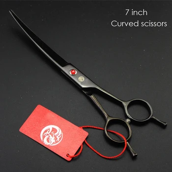 

Professional Japan 440C Stainless Steel Pet Grooming Scissors Curved Hair Scissors For Cat And Dog Barber Shears 7 INCH Cutting