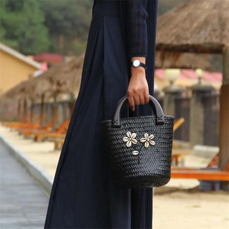 26x20cm Original Handmade Thailand Straw Bag Rattan Straw Bag Handbag