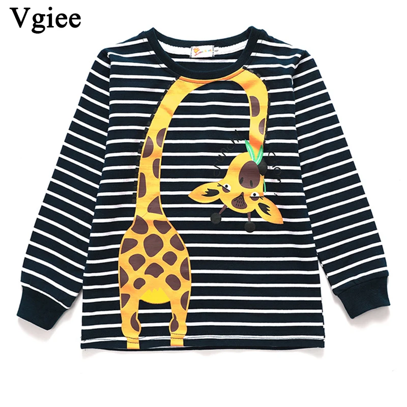 

Vgiee Boys Tops T Shirt Kids Long Sleeve Shirt Spring Summer 2-8 Years Baby Boy Clothes Cartoon for Giraffe Dinosaur CC254