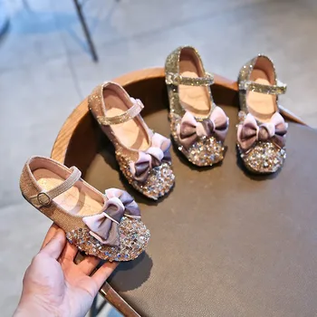 

Girls Bow Rhinestone Flat Shoes Hot