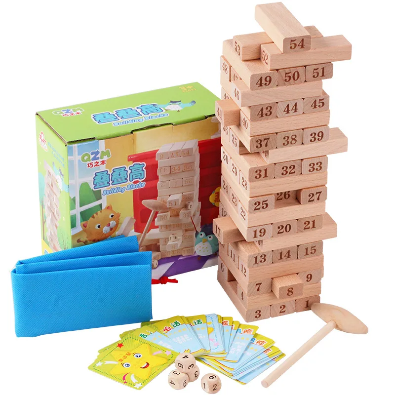 

QZM 54 Adventure Building Blocks with Numbers Bricks Pro Children'S Educational ENLIGHTEN Pile Board Game Educational Wooden Toy