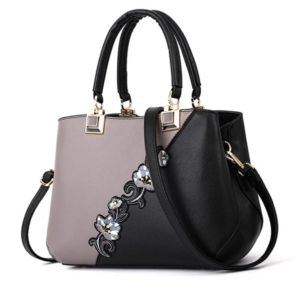 Роскошные сумки на плечо модные женские сумки Сумки из искусственной кожи брендовые дизайнерские Популярные Цветные ручные сумки с верхней ручкой Цветочная сумка-мессенджер - Цвет: gray