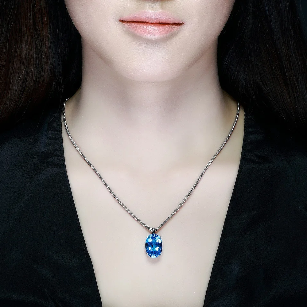 Rhine Topaz кулон сапфир ожерелье Сапфир кулон с 45 см цепь