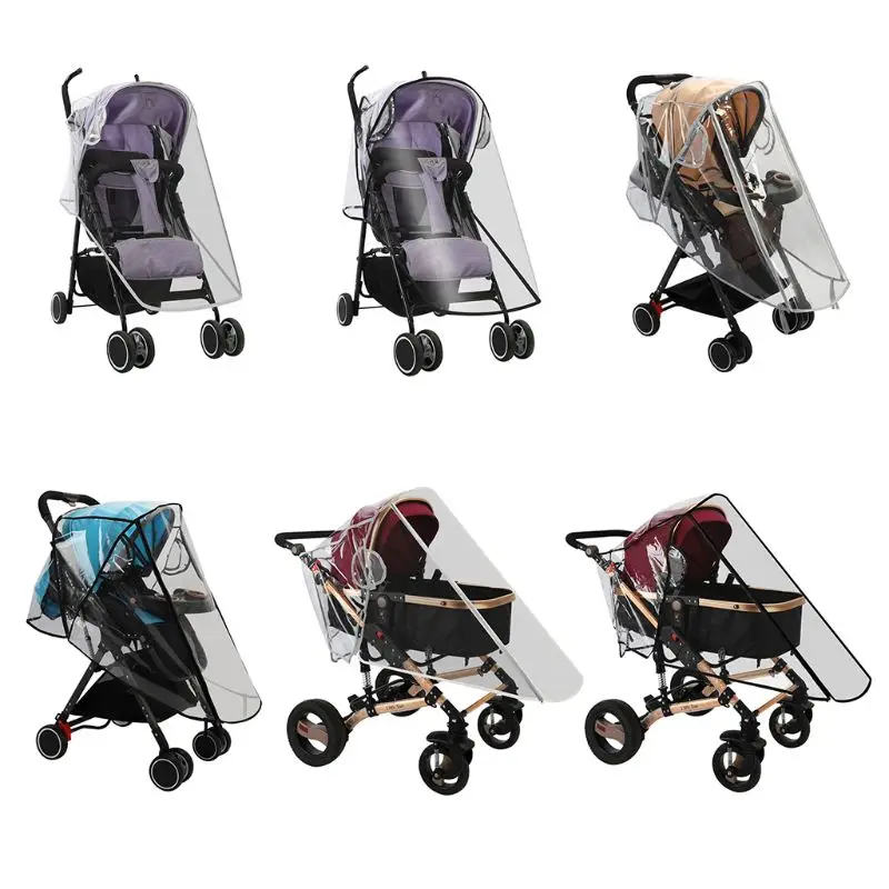 Waterproof Rain Cover Transparent Wind Dust Shield Zipper Open For Baby Stroller