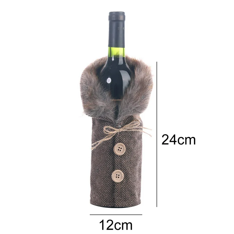 

Christmas Wine Bottle Cover Striped Lattice Champagne Cover Party Table Decoration