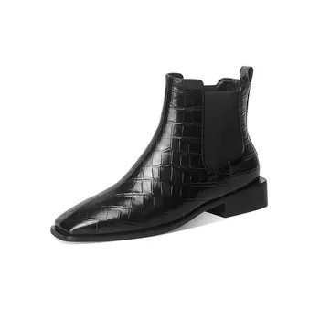 

Genuine Leather Ankle Boots Top 2020 Autumn Winter low Heels Shoes Women Quality Brand Office Lady Shoes Woman