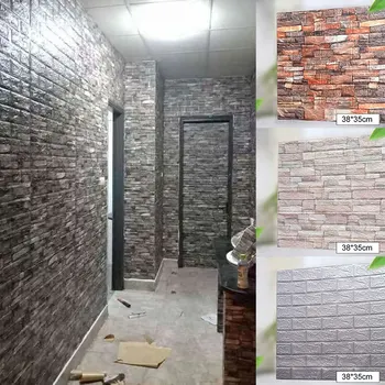 

PVC Brick Stone Self Adhesive Wallpaper Living Room Bathroom Waterproof Wall Sticker Home Background Decor 3D Wall Decals