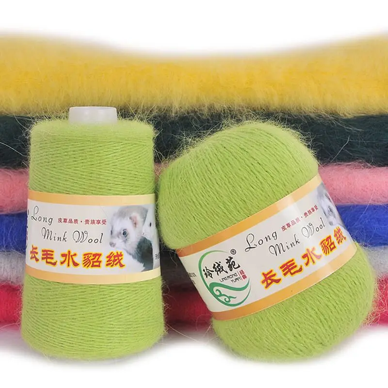 50 grams per person High-quality soft mink wool hand-knitted luxury long-wool cashmere Crochet knitted yarn suitable for autumn