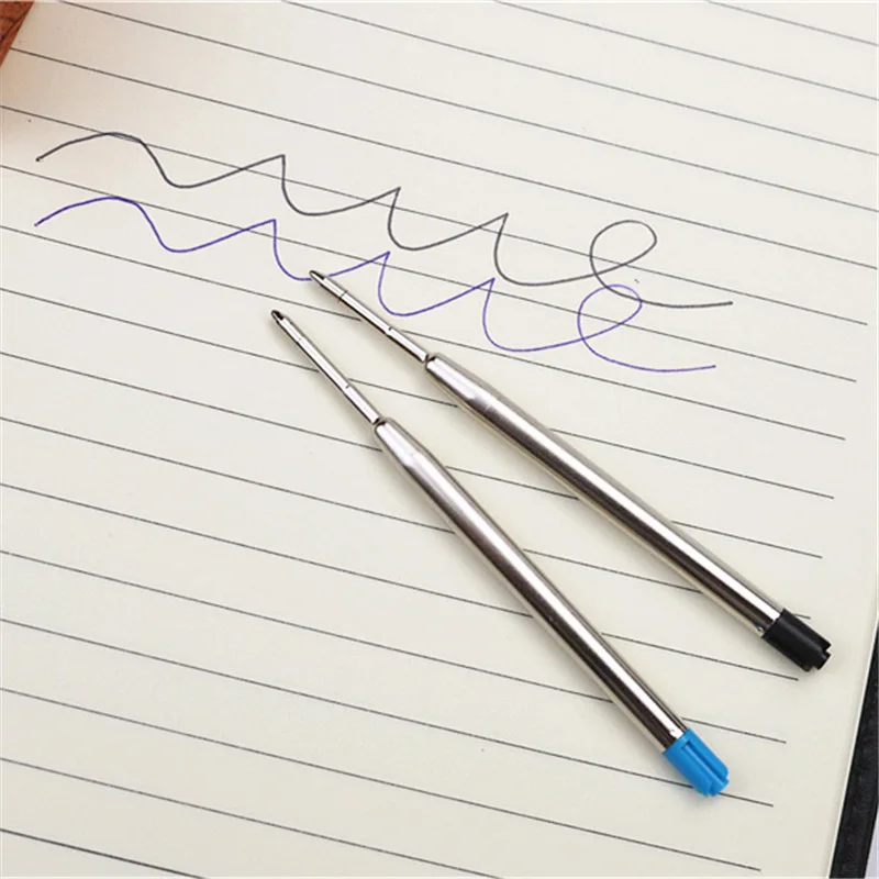 Short Metal Ballpoint Pen Portable Office Signature Pen Cute Rotating Refill In and Out Spare 0.7mm Black and Blue Core