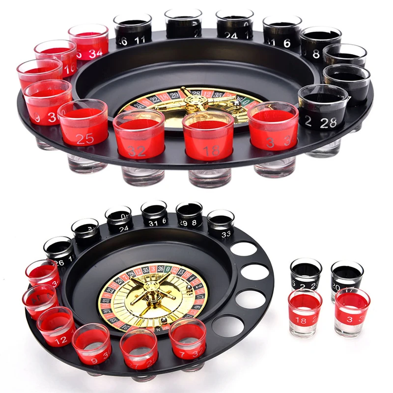 Russia Drinking turntable Shot Glass Roulette Set Novelty Drinking Game with 16 Shot Glasses Adult Party Drinking Set