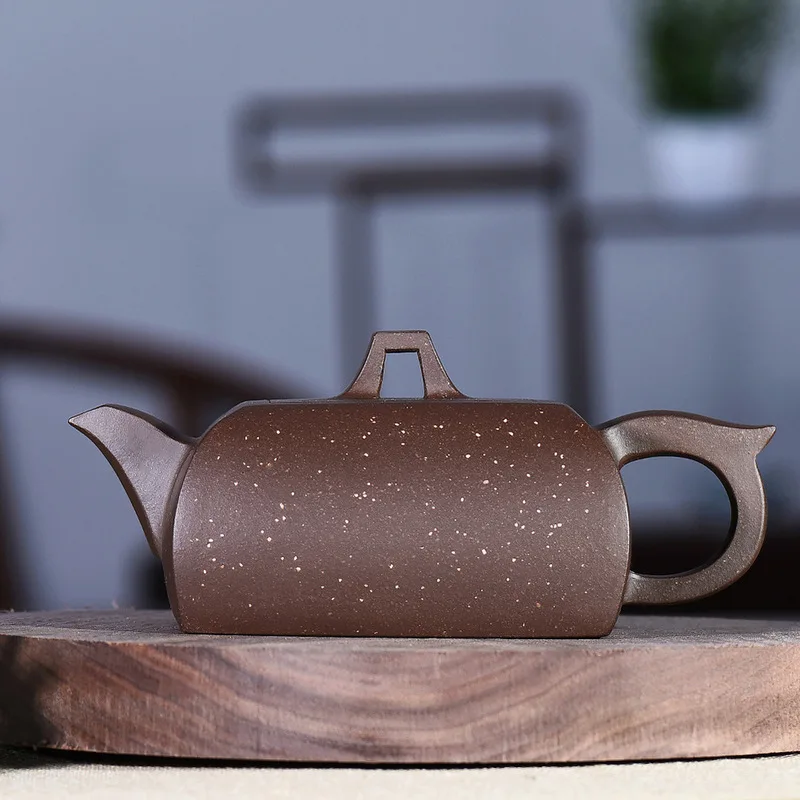 

2470 yixing authentic old four "penghu-glance purple clay all hand Fang Qi recommended jade square old purple clay pot