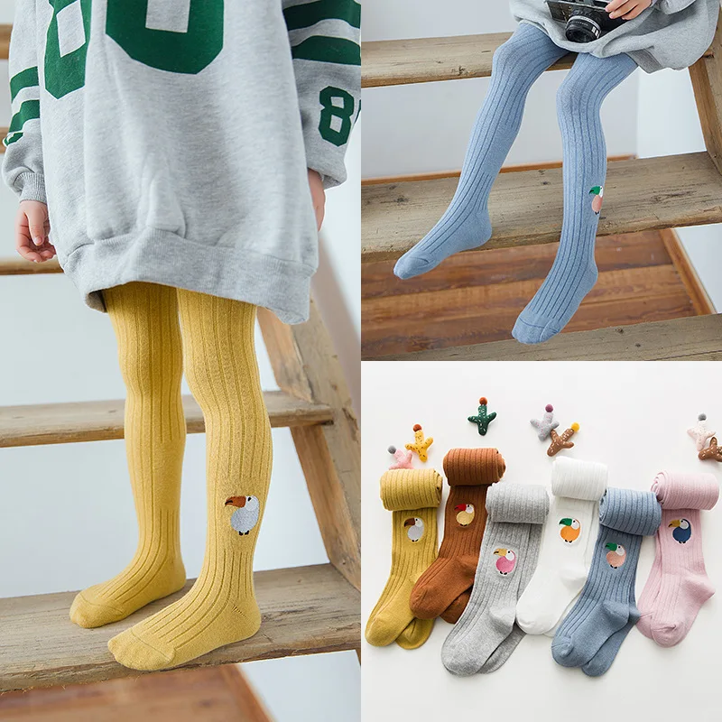 

Spring And Autumn New Style Panty-hose for Kids Cotton Socks Korean-style Embroidered Cartoon Parrot GIRL'S Leggings Baby Versat