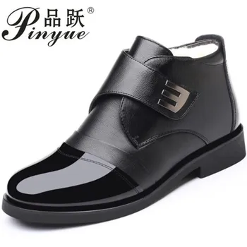 

Men Genuine Leather Boots Autumn Winter Ankle paint Boots Footwear Lace Up Shoes Men Business Casual High Top Men designer boots