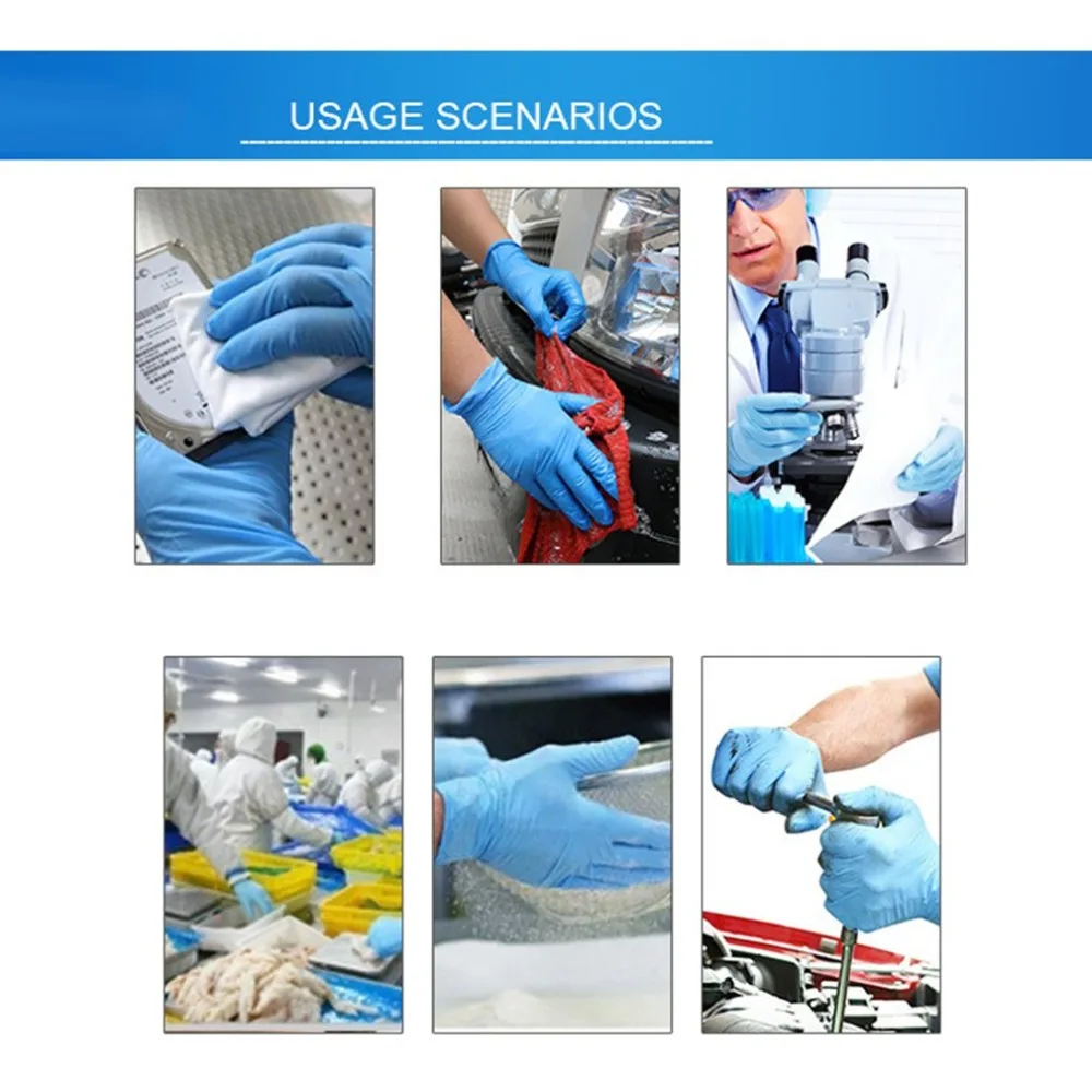 50 пар синие нитриловые одноразовые перчатки износостойкие химические лабораторные электронные пищевые медицинские испытательные рабочие перчатки