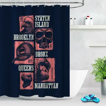 

New York Administrative Area Waterproof Fabric Shower Curtain Set Bathroom Custom