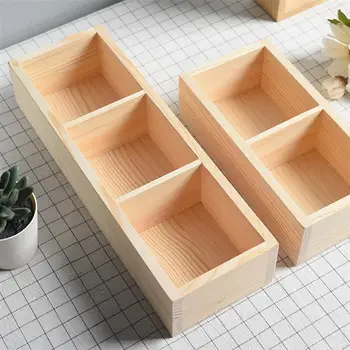 

Multipurpose Solid Wood Box Pine Wood Storage Box Multi-lattice Wooden Box Uncovered Tea Bag Sugar Packet Box for Home Store Use