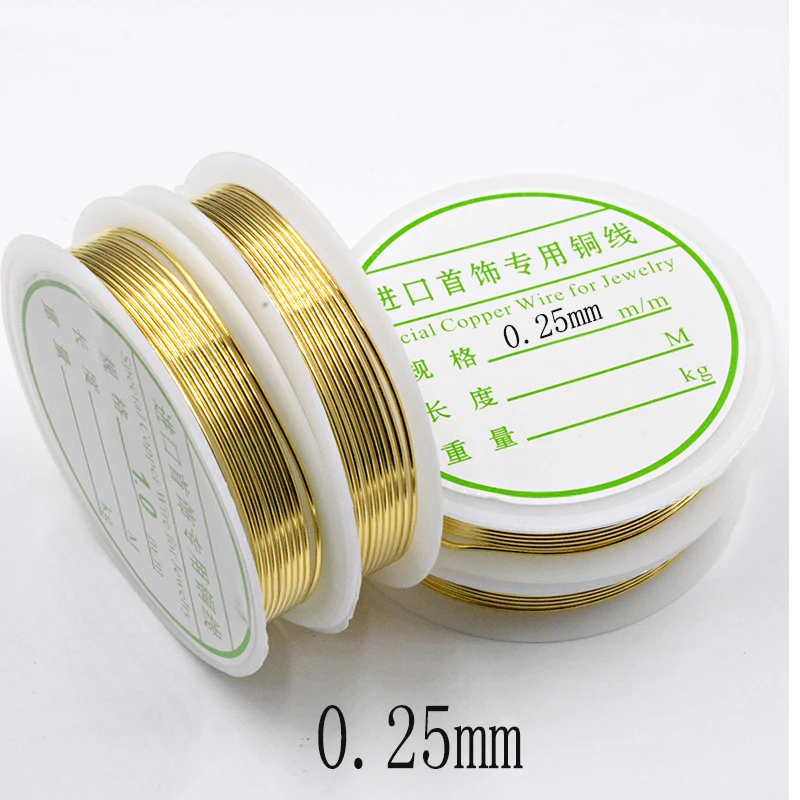 

30-2M Gold Color Copper Wire 0.2/0.25/0.3/0.4/0.5/0.6/0.8/1.0mm DIY for Jewelry Making Supplies Bracelet&Necklace&Earrings