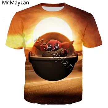 

New Lovely Baby Child Yoda T Shirt Men Star Wars Mandalorian T-Shirt Short Sleeved 3D Tshirt Men Tee Gift Idea Merchandise SSD-8