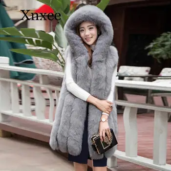 

Winter Faux Fur Vest Women 2020 Casual Warm Hooded Oversized Faux Fox Fur Jacket Winter Coat