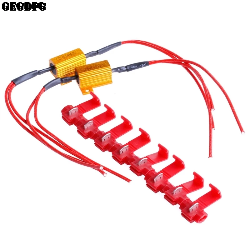 

2Pcs LED 25W 6.8Ohm DRL Fog Light Canbus Gold Load Resistor Decoder Fast Wiring