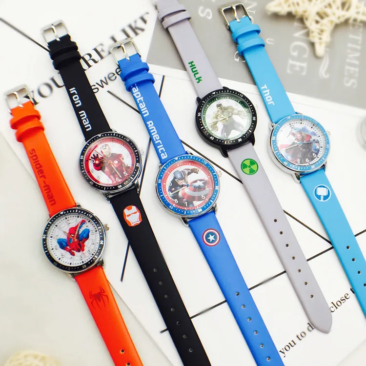 DISNEY Spiderman Captain America Iron Man Kids Wristwatch Student Quartz Watch Christmas Birthday Gift Super Hero Boys Clock 4