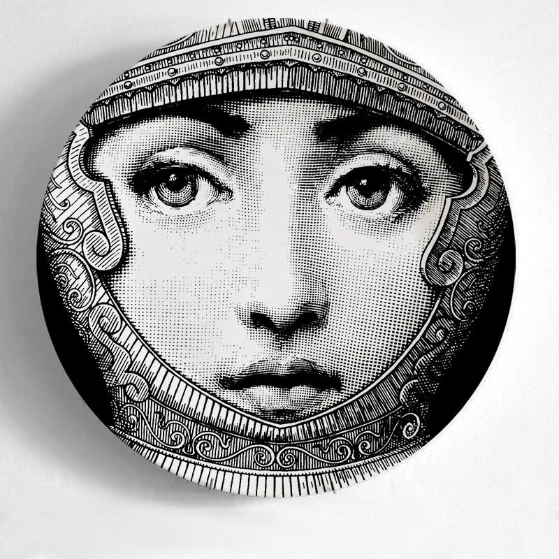 Европейский Миланский стиль Великолепные Редкие тарелки Fornasetti Lina лампочка лицо rosenthal Piero Fornasetti настенные декоративные 8 дюймов - Цвет: 15