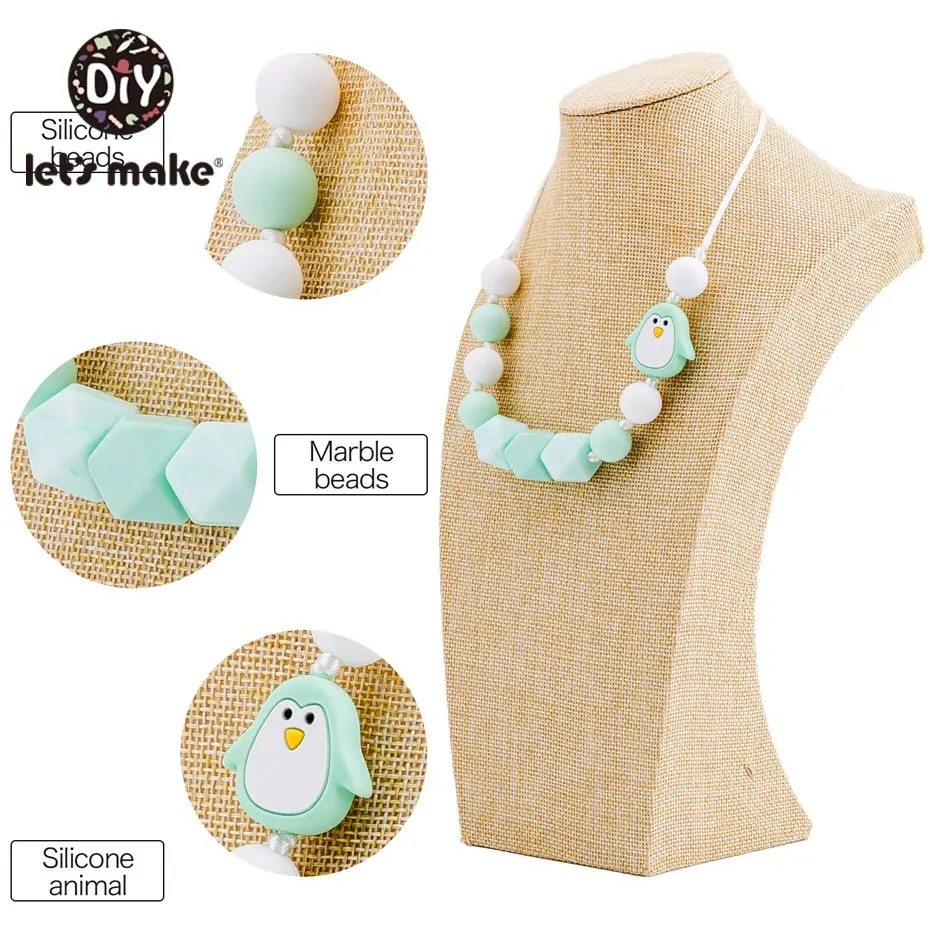 

Let's Make 1pc Baby Silicone Beads Necklace Mini Animal Beads Newborn Baby Comfort Toy Bpa Free Silicone Beads Baby Teether