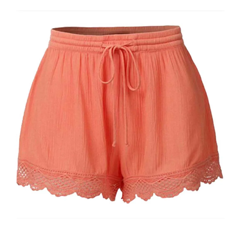 Популярные женские брюки с эластичной резинкой на талии, пляжные шорты, летние кружевные брюки