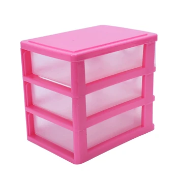 

Mini translucent Drawer type plastic Storage Box rose red 3 Layers