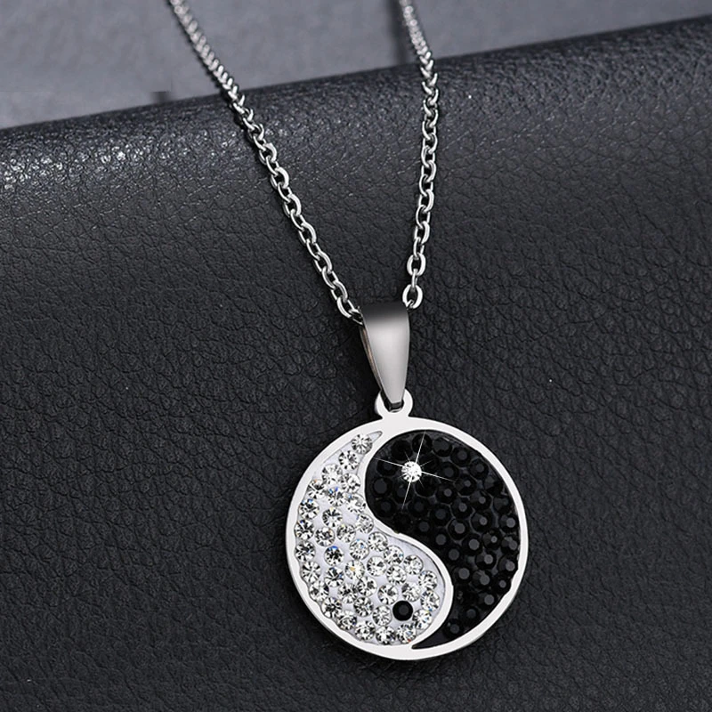 Модное ожерелье в китайском стиле Тай Чи женское из нержавеющей стали мужское