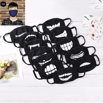 

1pc Light In The Dark Mouth Mask Black Noctilucent Cotton Face Mask Anti Dust Keep Warm Cool Unisex Mask 20 Styles Hot Sale