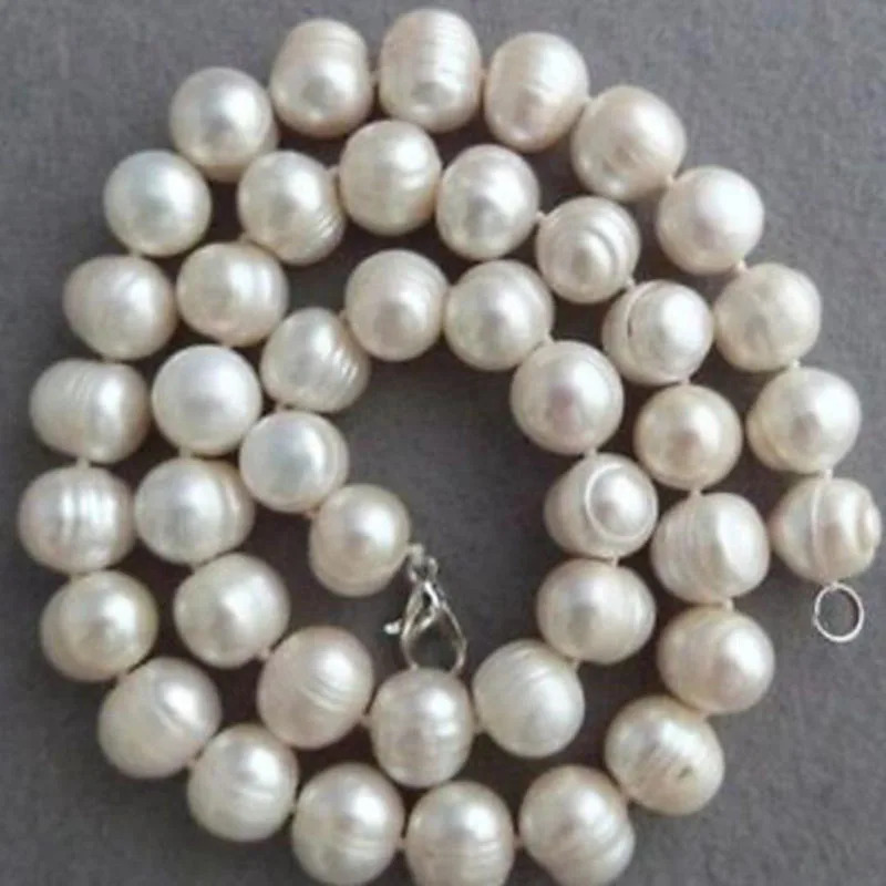 fine jewelry Natural 8-9MM huge(thread) White South Sea Pearl Necklace 18inch free shipping