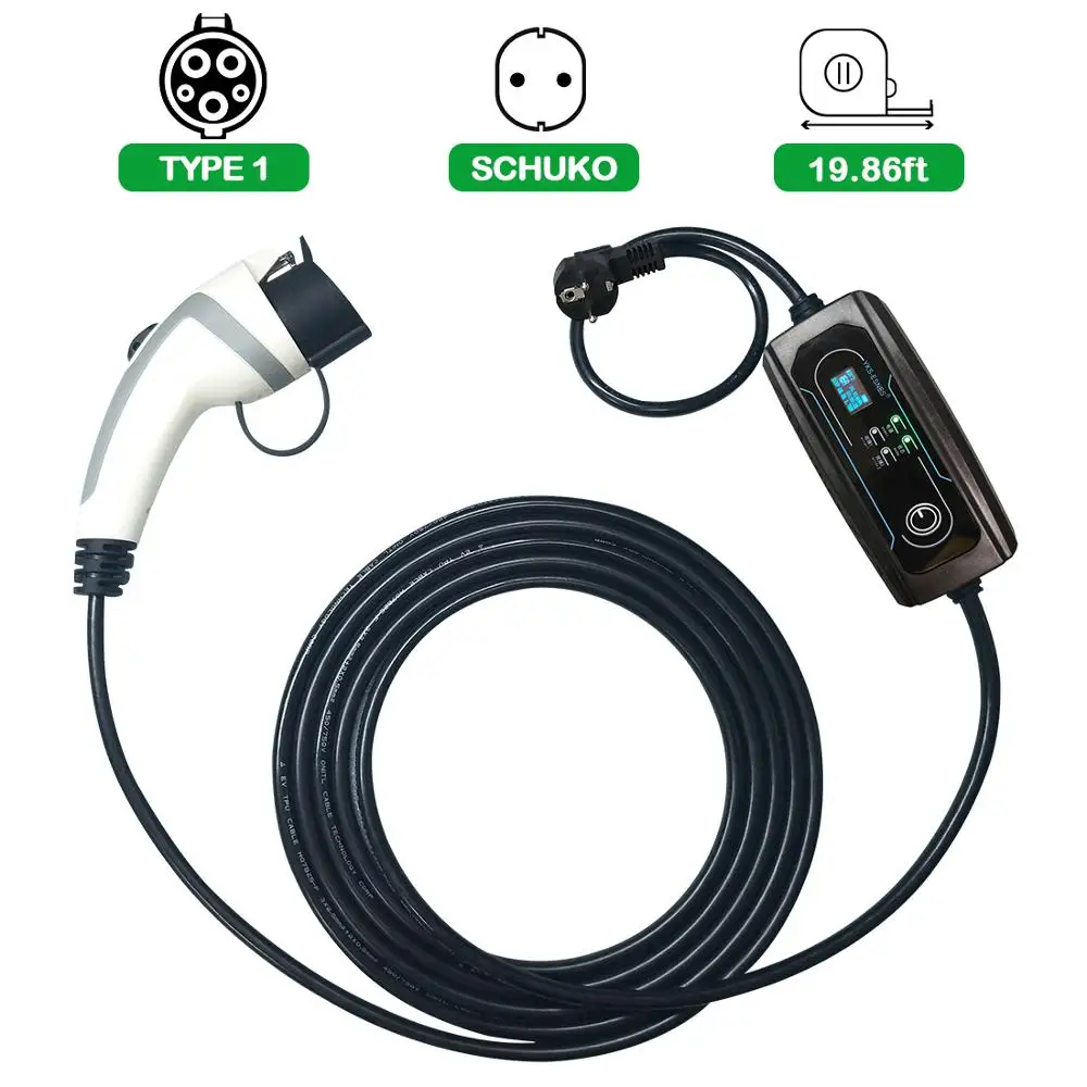 

YKS-ESNES Portable EV Charger type 1 with Schukou Plug 10A/16A 19.86Ft