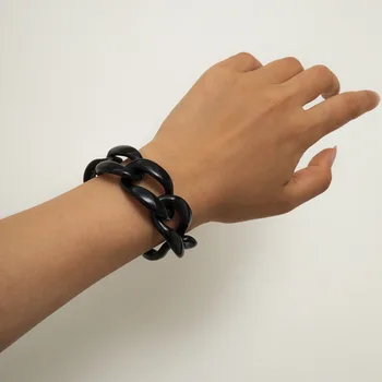 Meetvii Hip Hop Acrylic Cuban Big Chunky Chain Bracelet Steampunk CCB Black&White Hollow Women Bracelets Simple Jewelry