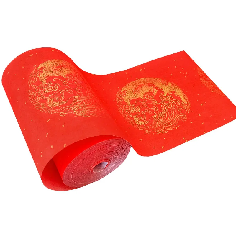Red Calligraphy Paper Chinese Rolling Half Ripe Red Rice Paper Xuan ...