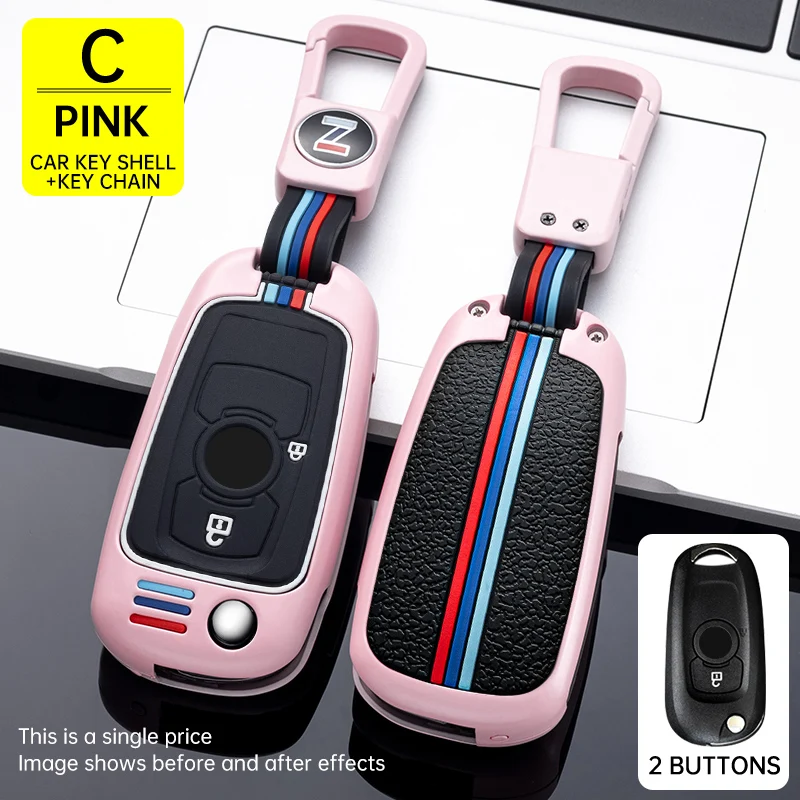 Custodia KUNIO Per Chiave Auto Opel Astra K Corsa E E Buick, Cover In TPU Morbida Trasparente Con Portachiavi In Lega Di Zinco (Rosa)